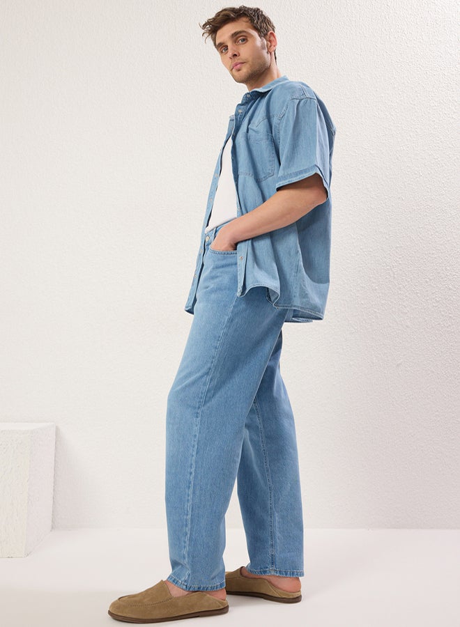 trendyol Light Blue Thin Fabric Baggy Fit Jeans Trousers - Image 4