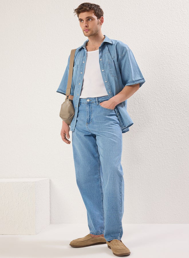 trendyol Light Blue Thin Fabric Baggy Fit Jeans Trousers - Image 2