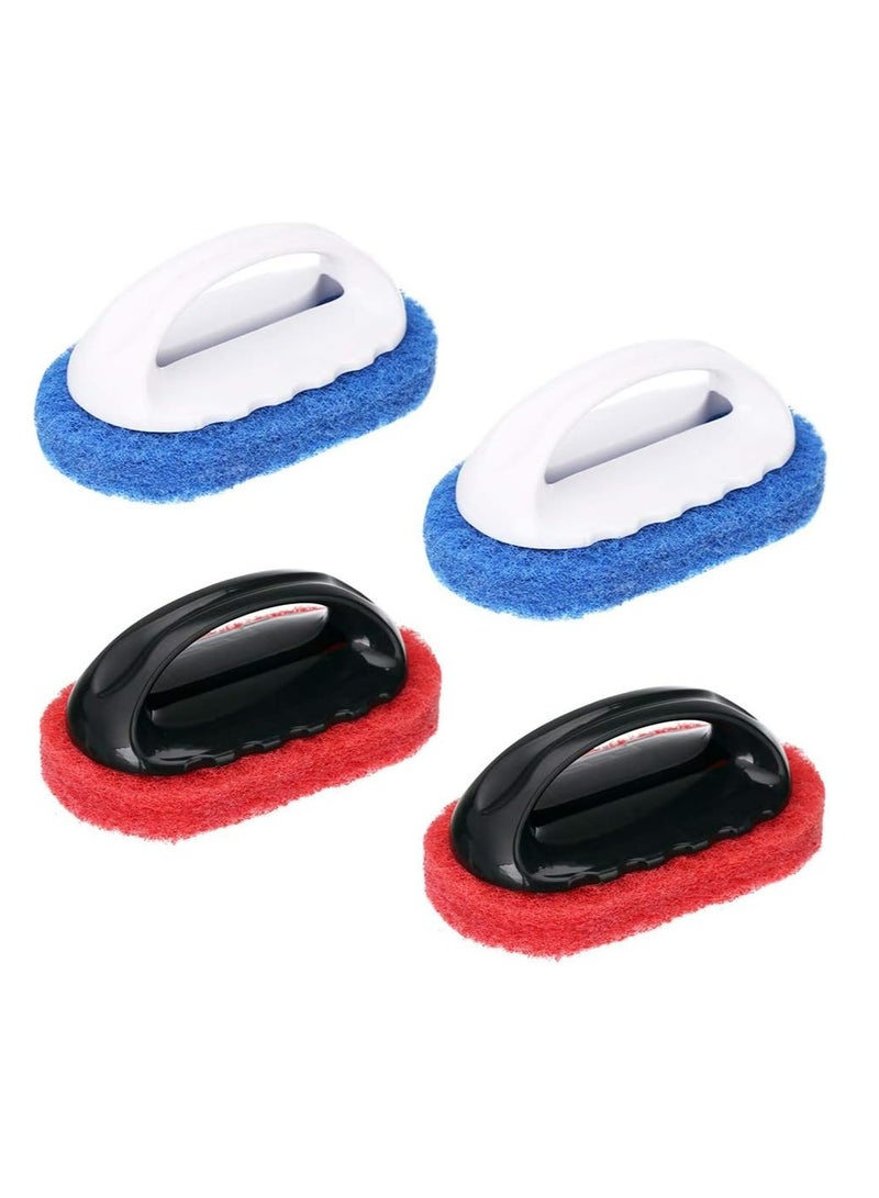 Loquat 4-Piece Bathtub Scrubber Sponge Brush Handle Scrub Kit with Abrasive Pads for Tub, Tile, BBQ  Kitchen Cleaning - Image 1