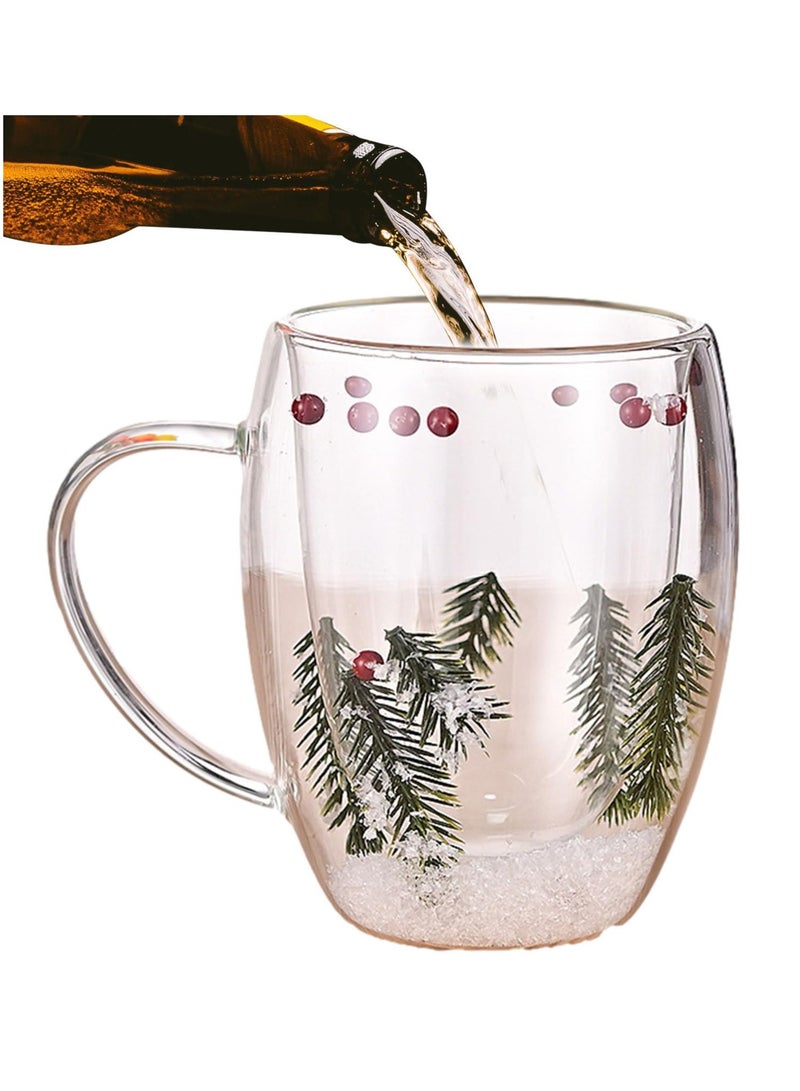 Excefore أكواب زجاجية مزدوجة الجدران، أكواب عالية مقاومة للحرارة، أكواب بوروسيليكيت مقاومة للاحتراق، أكواب كابتشينو شفافة، أكواب ورقية ساخنة مثالية للمشروبات الساخنة الشاي القهوة كابتشينو - Image 5