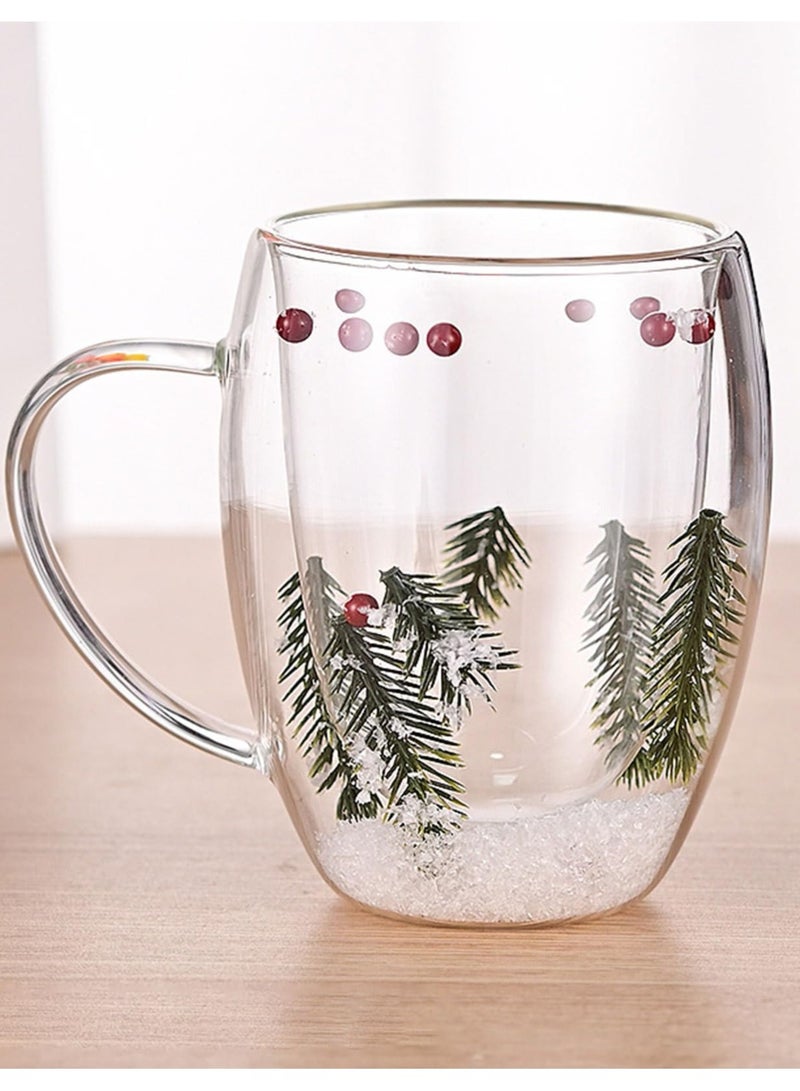 Excefore أكواب زجاجية مزدوجة الجدران، أكواب عالية مقاومة للحرارة، أكواب بوروسيليكيت مقاومة للاحتراق، أكواب كابتشينو شفافة، أكواب ورقية ساخنة مثالية للمشروبات الساخنة الشاي القهوة كابتشينو - Image 4