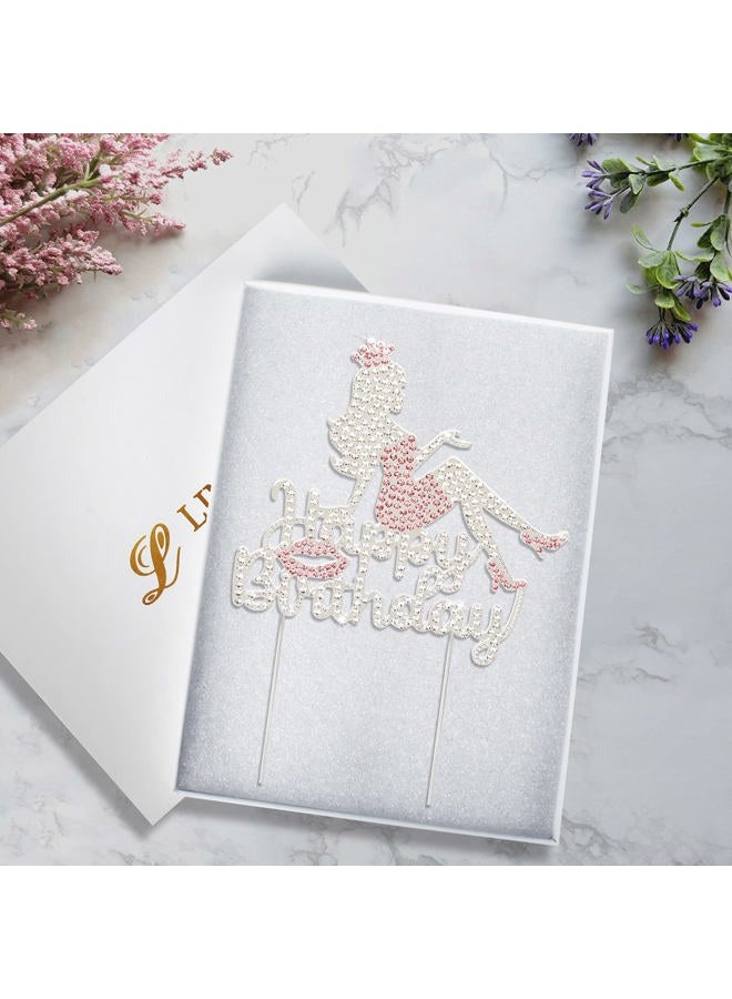 LINGTEER Happy Birthday Crown Queen Lady Rhinestone Cake Topper - Cheers to Makeup Spa Birthday Party Cake Centerpieces Decorations Gift Sign - Pink. - Image 2