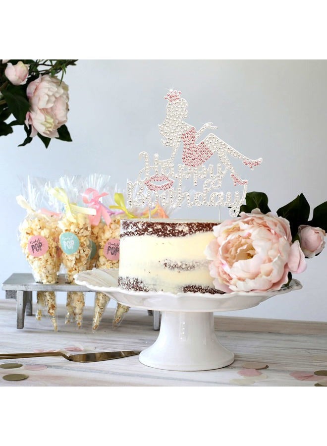 LINGTEER Happy Birthday Crown Queen Lady Rhinestone Cake Topper - Cheers to Makeup Spa Birthday Party Cake Centerpieces Decorations Gift Sign - Pink. - Image 4