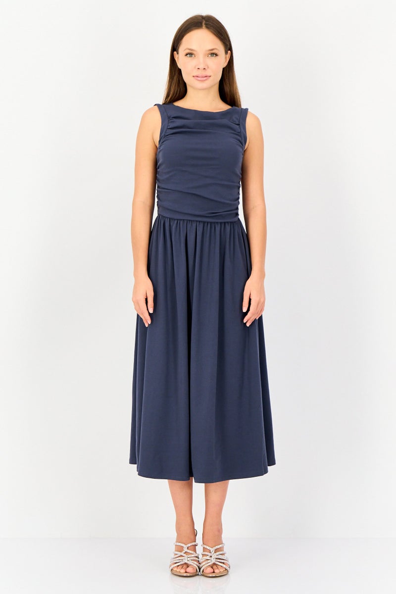 bebe Women Solid Midi Dress, Grey  - Image 1