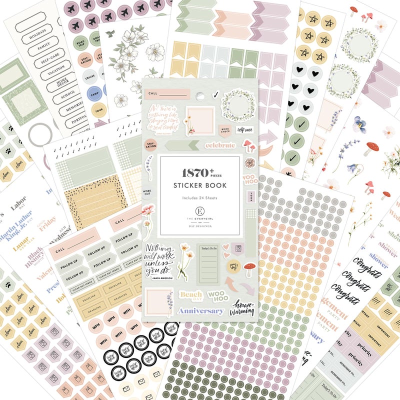 Blue Sky Everygirl 1870+ Sticker Book, Planner and Calendar Pack, 4.49â€ x 9.06â€, Full Color, with Bungee Closure, 24 Unique Sheets (Every Day & Every Month) - Image 1