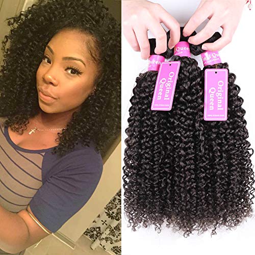 Original Queen 100 Brazilian Unprocessed Virgin Kinky Curly Human Hair Weave 4 Bundles Deep Curly Hair Extensions Mixed Length 10 10 10 10inches