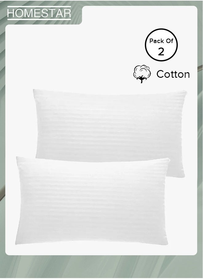 HOMESTAR - 2-Piece Sound Sleep Hotel Hypoallergenic Soft Bed Gel Extra Fiber Stripped Pillow Set For Side And Back Includes 2xPillow - Image 1