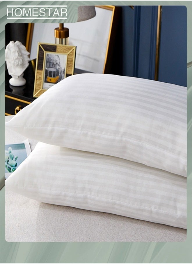 HOMESTAR - 2-Piece Sound Sleep Hotel Hypoallergenic Soft Bed Gel Extra Fiber Stripped Pillow Set For Side And Back Includes 2xPillow - Image 1