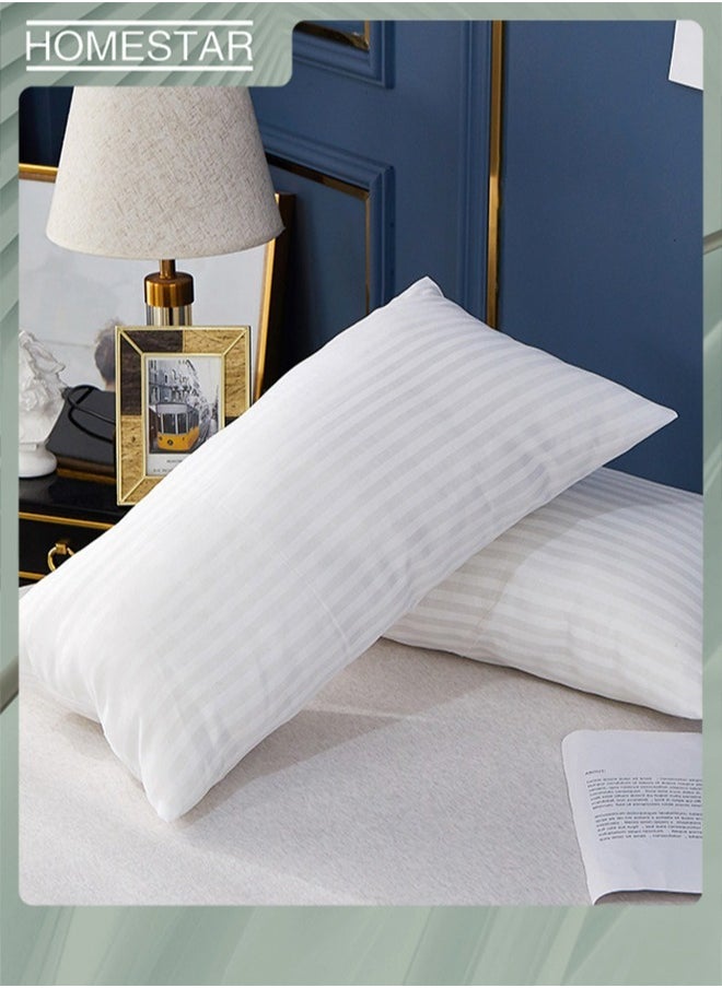 HOMESTAR - 2-Piece Sound Sleep Hotel Hypoallergenic Soft Bed Gel Extra Fiber Stripped Pillow Set For Side And Back Includes 2xPillow - Image 1