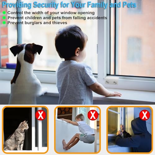 AUSWAUR Window Locks, 6 Sets Window Locks Security with Key, Adjustable Aluminum Sliding Window Security Safety Locks Child Proof Security Lock Stoppers for Vertical & Horizontal Sliding Window - Image 4