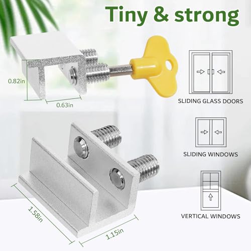 AUSWAUR Window Locks, 6 Sets Window Locks Security with Key, Adjustable Aluminum Sliding Window Security Safety Locks Child Proof Security Lock Stoppers for Vertical & Horizontal Sliding Window - Image 2