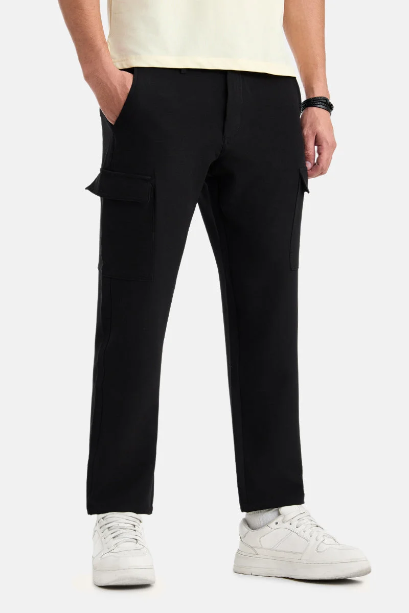 سنيتش Black Solid Regular Fit Streetwear Cargo