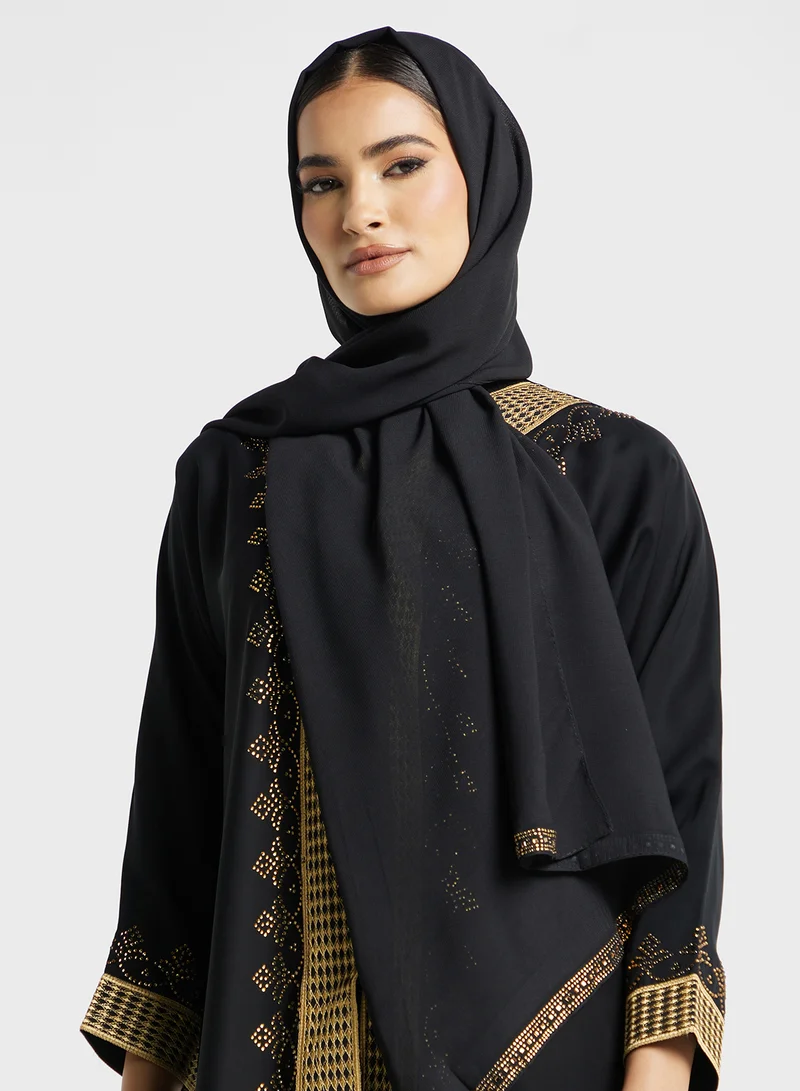 ارابيان كلوزيت عباية مفتوحة مطرزة بحزام