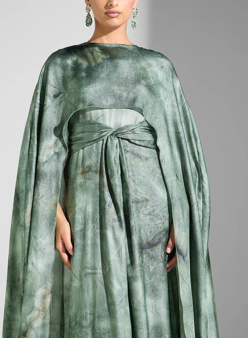 Golden Apple Cape Effect Maxi Dress