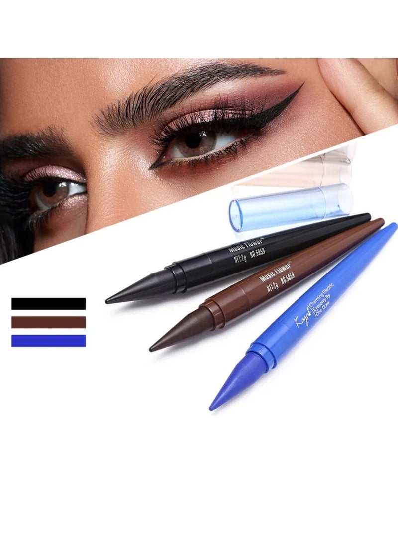 Music Flower Kajal Eyeliner Pen Charming Eyes Makeup Eyeliner Pencil Waterproof Long Lasting Smudge Proof Eye Liner Pen Smooth Texture Long Wearing Eyeliner Pencil Black  - Image 3