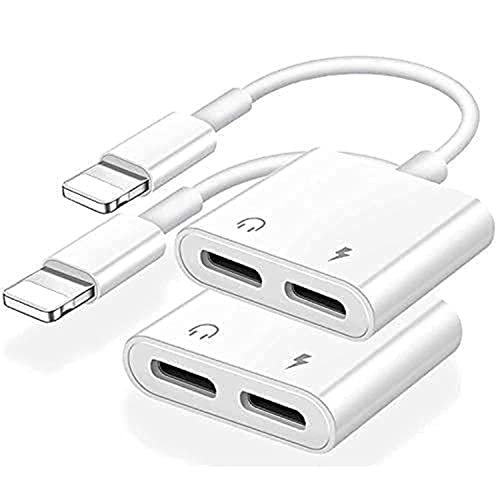 DesofIcon [Apple MFi Certified] 2PACK iPhone Lightning to 2 Lightning Adapter, Dual Lightning AUX + Charger Adapter Dongle Cable Splitter Compatible for iPhone 12/11/SE/X/XR/XS/8/7/6 Support Call + Charging - Image 1