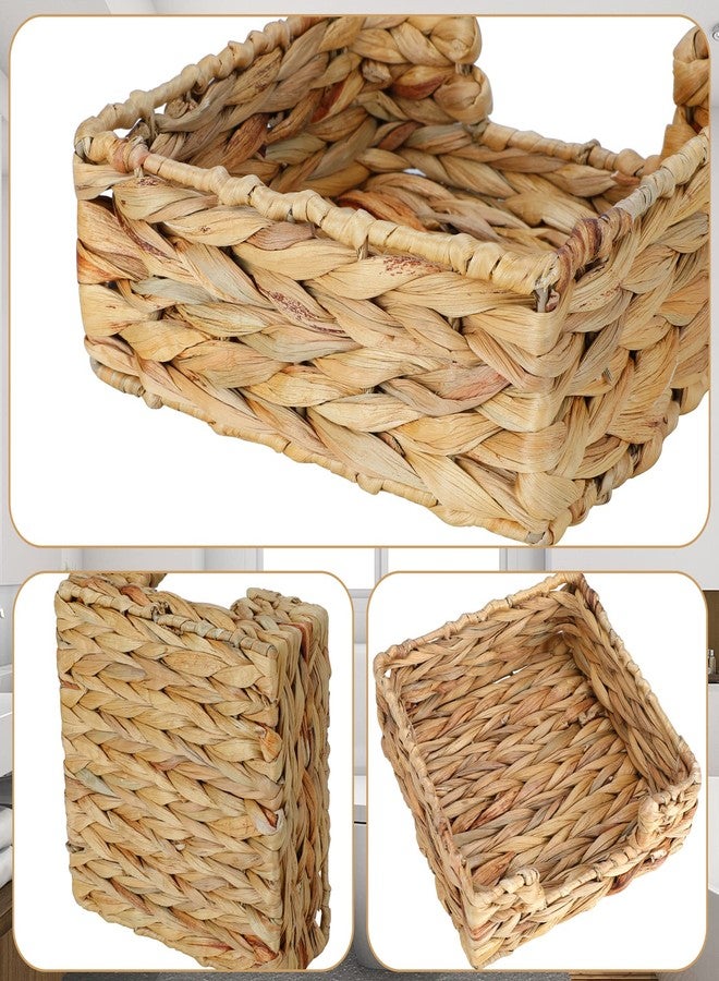 Graciadeco Ratten Napkin Holder for Table, Square Water Hyacinth Serving Tray for Paper Napkins Kitchen Restaurant Dinner Wicker Baskets 7.8" x 7.8" x 2.6" - Image 4