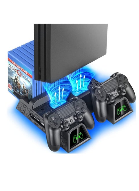 Vertical Stand with Dual Controller EXT Port and 12 Game Slots for Playstation 4/ Playstation 4 Slim/ Playstation 4 Pro, Playstation 4 Pro
