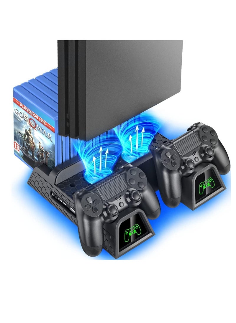 Generic - Vertical Stand with Dual Controller EXT Port and 12 Game Slots for Playstation 4/ Playstation 4 Slim/ Playstation 4 Pro, Playstation 4 Pro - Image 1