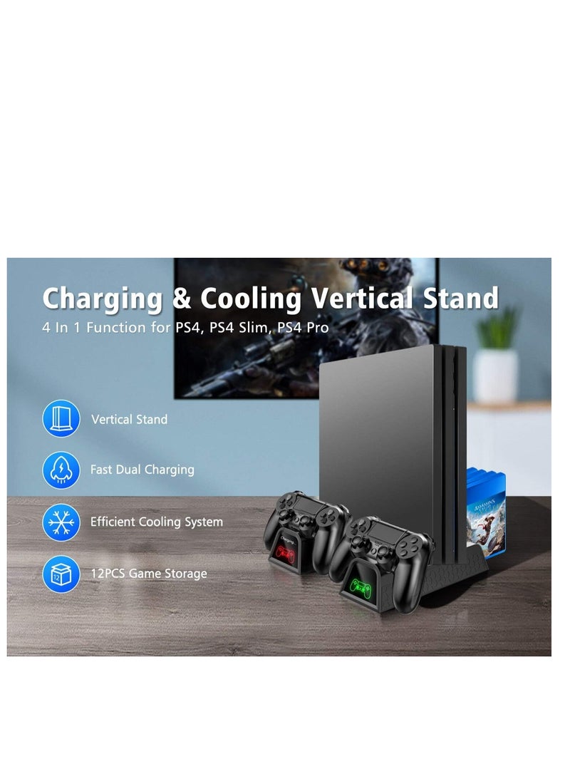 Generic - Vertical Stand with Dual Controller EXT Port and 12 Game Slots for Playstation 4/ Playstation 4 Slim/ Playstation 4 Pro, Playstation 4 Pro - Image 1