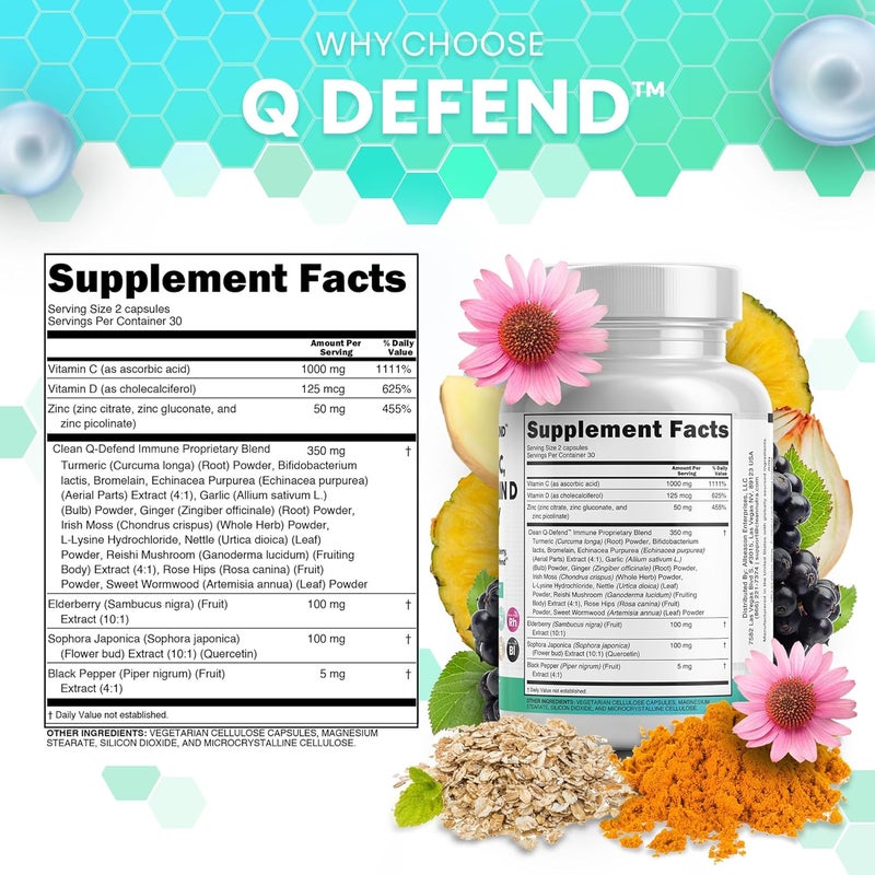 Clean Nutraceuticals Quercetin Zinc Vitamin C Vitamin D Bromelain Elderberry  Lung Immune Support Supplement Adults with Artemisinin Sea Moss Echinacea Allergy Relief - Image 4