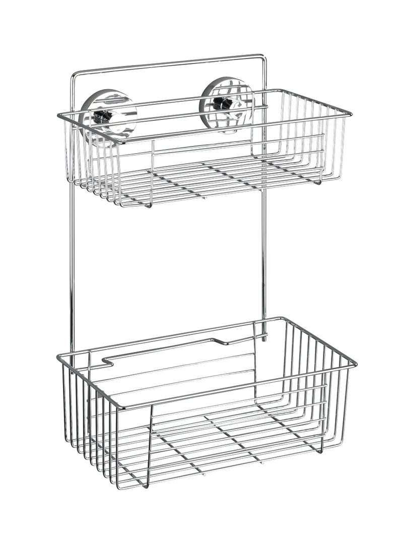 WENKO Bari Shower Caddy with VacuumLoc System Shower Organizer Made of Steel Shower Shelf in Chrome Shower Caddy Basket Dimensions 102 x 15 x 67 in in