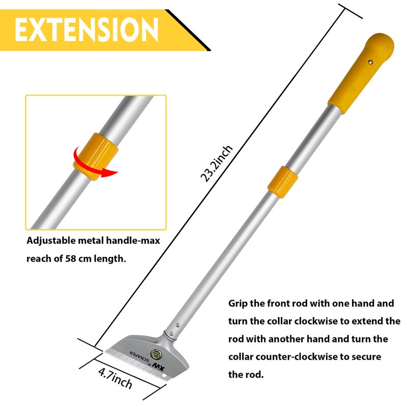 XW Razor Blade Scraper with Adjustable Handle, 23" Long Handle Heavy Duty Floor Scraper, Extra 10 PCS Blades Included - Image 3