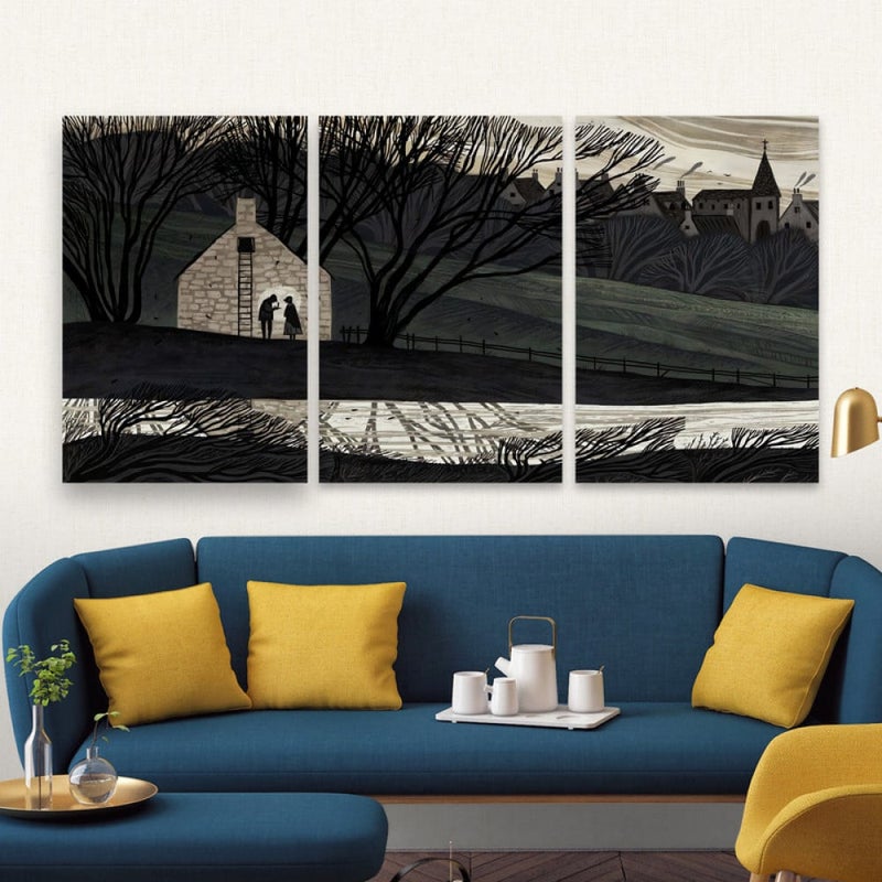 Marktna Three luxurious modern-designed canvas prints with a hollow frame, measuring (150×70), three pieces - Image 1