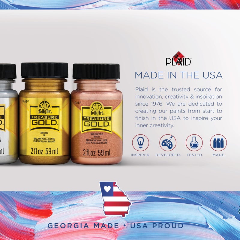 FolkArt Treasure Gold Brilliant Metallic Paint, 4 oz, Blue Quartz (Acrylic) - Image 4