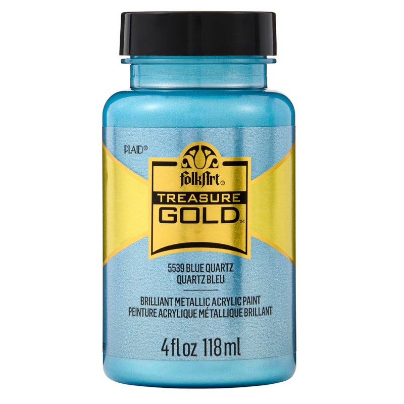 FolkArt Treasure Gold Brilliant Metallic Paint, 4 oz, Blue Quartz (Acrylic) - Image 1