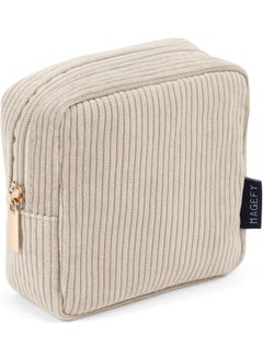 MAGEFY MAGEFY Small Makeup Bag for Purse Mini Cosmetics Bag Corduroy Cute Cosmetic Pouch for Women with Slip-in Pockets 