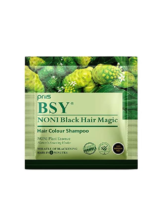 BSY Noni Black Hair Magic 12ml x 5 Sachets |100% Ammonia Free | Fruit based Hair Color Shampoo | Anti Hair fall Hair Color | Black Hair Dye | 5 minutes hair color | noni hair color | Anti Dandruff. - Image 3