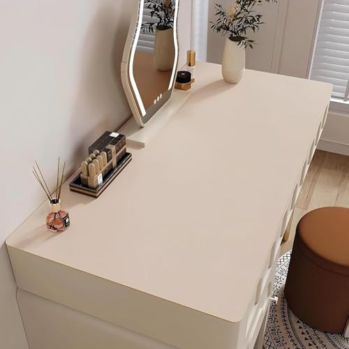 Bloss Extra Large Desk Mat 55" x 24", Non-Slip Dressing Table Cover Protector, Waterproof Student Study Desk Mat, PU Leather Computer Writing Desk Pad for Home Office and Decor - Beige - Image 2
