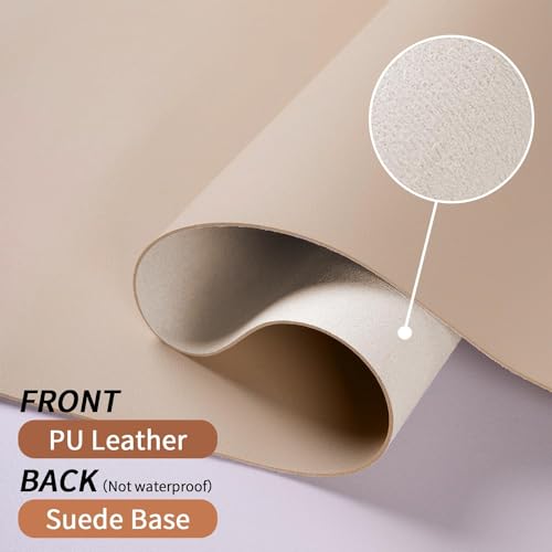 Bloss Extra Large Desk Mat 55" x 24", Non-Slip Dressing Table Cover Protector, Waterproof Student Study Desk Mat, PU Leather Computer Writing Desk Pad for Home Office and Decor - Beige - Image 3