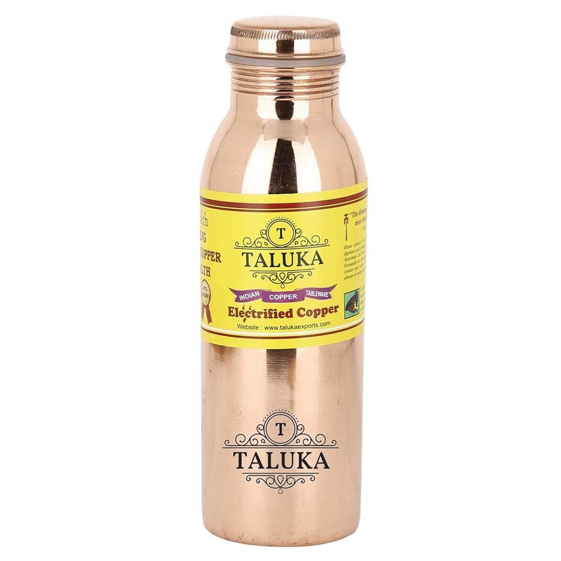 Taluka إبريق نحاسي عادي تالوكه سعة 1500 مل مع زجاجتي ماء سعة 800 مل | مجموعة أدوات المائدة المنزلية والفندقية من 3 قطع - Image 4