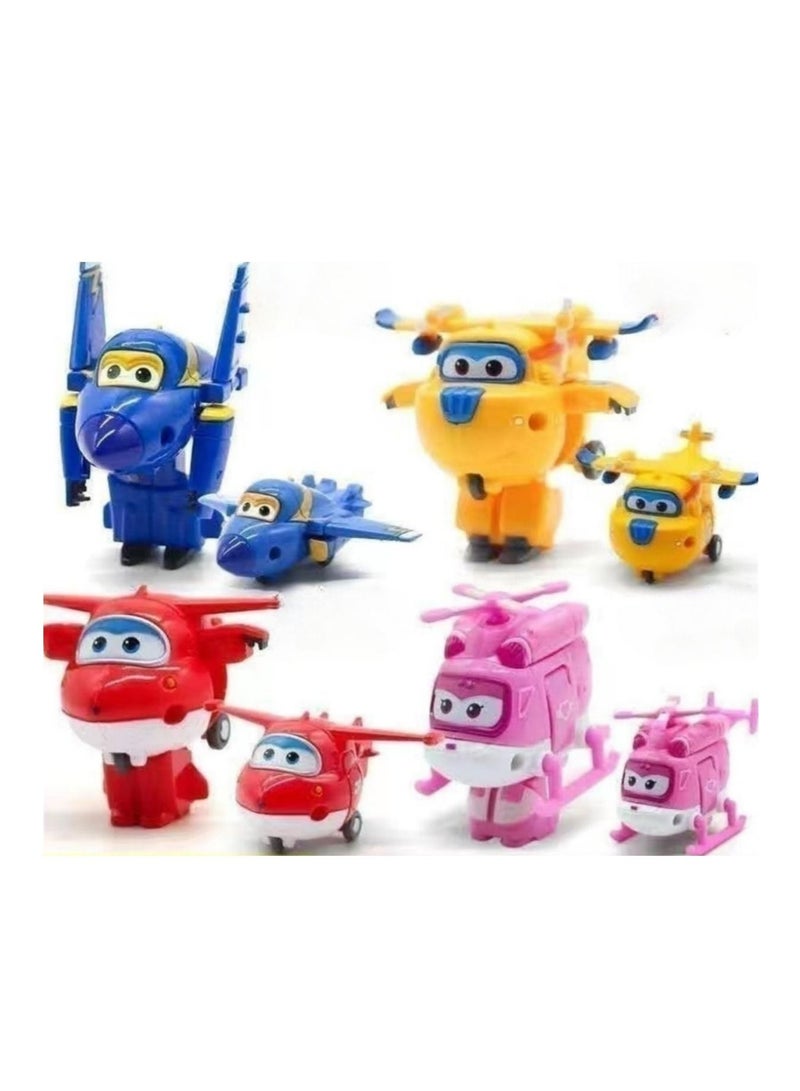 4 Piece Airplane Toys Mini Action Figures Super Wing Deformation Toy Set,Transformer Toys  - Image 1