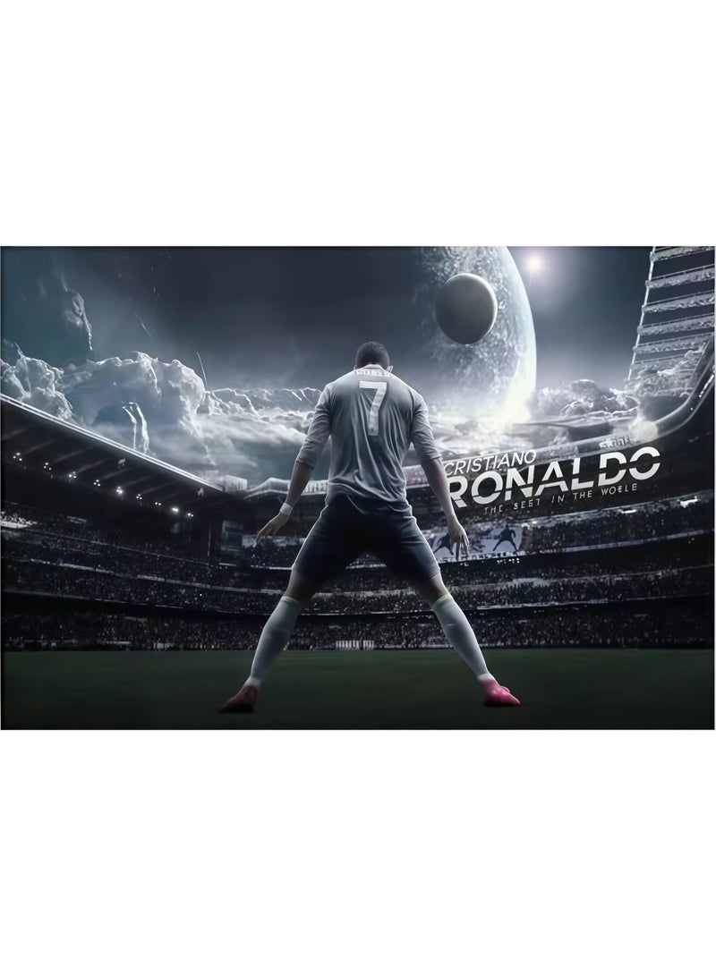 بانوراما خلفية استاد كريستيانو رونالدو، بازل من 1000 قطعة: فن جداري لملعب كرة القدم الأسطوري، ورق مطفي قابل للتأطير لتذكارات الرياضة لمحبي كرة القدم الفائقين وديكور غرفة الألعاب - Image 1