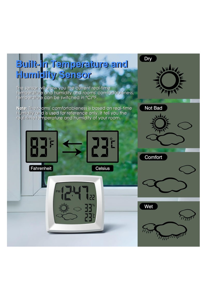 SYOSI - Travel Alarm Clock, Small Digital Clock, Weather Station Battery Operated Clock with Temperature in ℃/℉, Auto Backlight, 12/24H, Date, Smart Clock Battery Alarm Clocks for Bedrooms Bedside Clock - Image 1