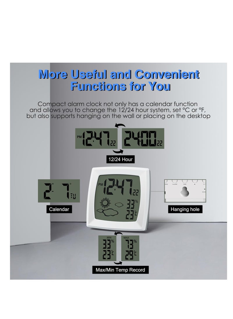 SYOSI - Travel Alarm Clock, Small Digital Clock, Weather Station Battery Operated Clock with Temperature in ℃/℉, Auto Backlight, 12/24H, Date, Smart Clock Battery Alarm Clocks for Bedrooms Bedside Clock - Image 1