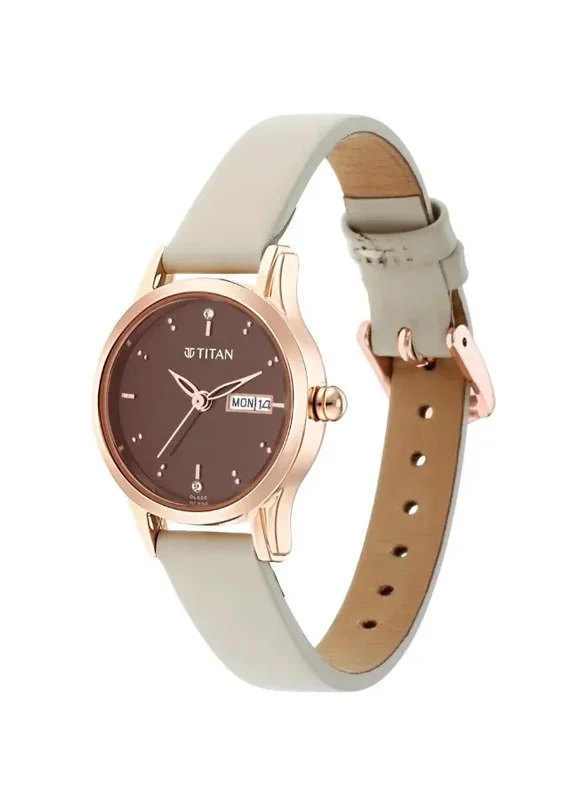 تيتان Titan Lagan Brown Dial Analog Watch for Women with Day & Date function