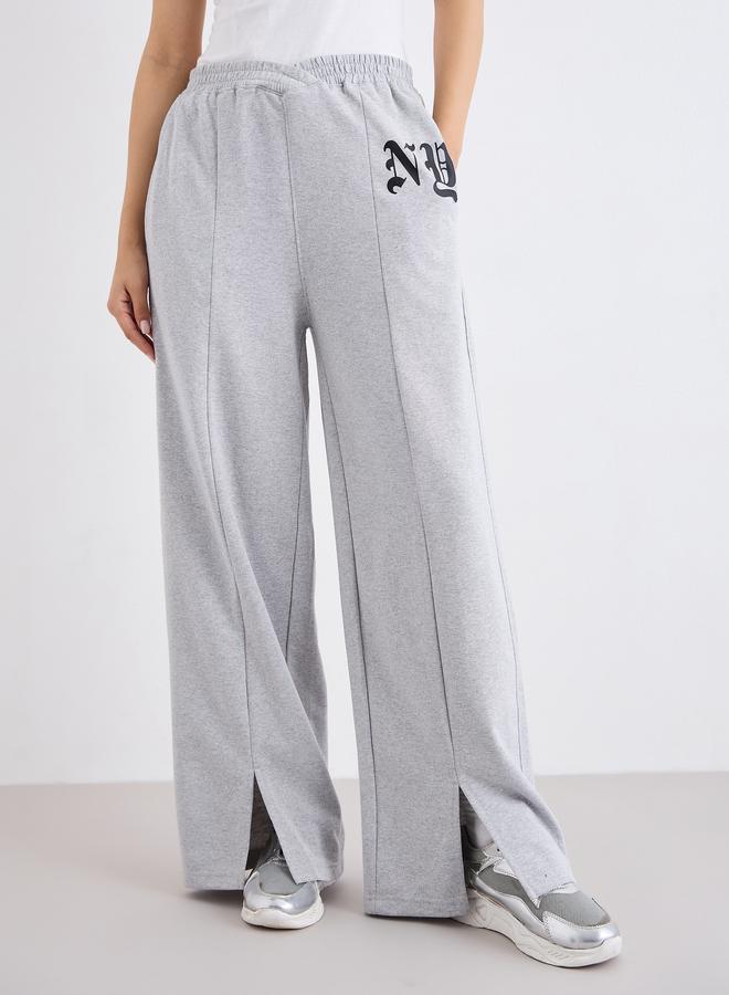 Styli Wide Leg Joggers with Front Split Hem - Image 2