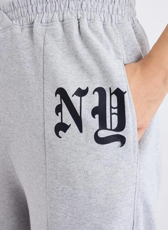 Styli Styli Wide Leg Joggers with Front Split Hem