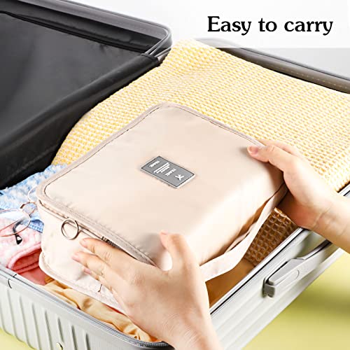 Pengxiaomei Toiletry Bag for Women, Waterproof Hanging Cosmetic Bag Portable Travel Makeup Pouch Multifunction Handle Bathroom Bag for Mothers Day Gifts (Beige) - Image 5