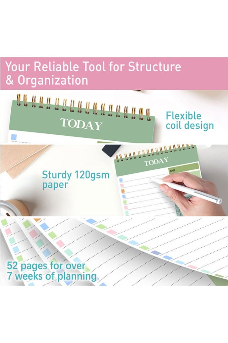 To Do List Notepad - Daily Planner Notepad Undated 52 Sheets, 5.51" x 8.66" Planning Pad Checklist Productivity Note Pad for Work and Personal Organized（Green） - Image 3