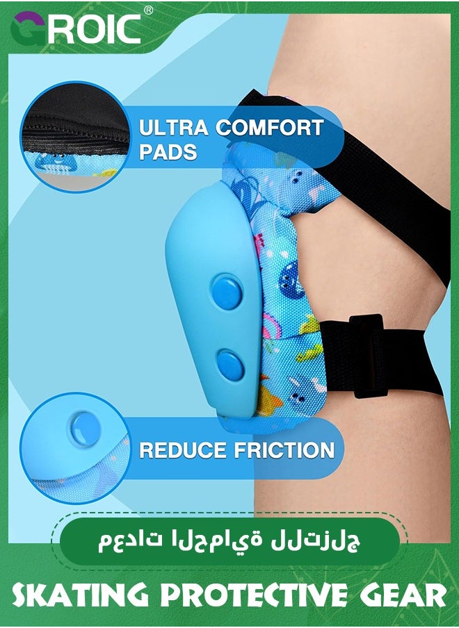 GROIC - 6 Pcs Skate Pads for Kids, Knee and Elbow Pads & Wrist Guards Child Adjustable Protective Gear Set for Roller Skates, Cycling, BMX Bike, Skateboard, Inline Skating, Scooter Riding Sports - Image 1