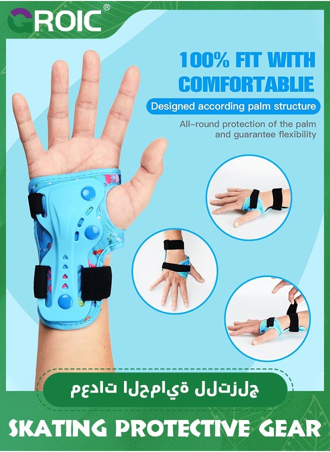 GROIC - 6 Pcs Skate Pads for Kids, Knee and Elbow Pads & Wrist Guards Child Adjustable Protective Gear Set for Roller Skates, Cycling, BMX Bike, Skateboard, Inline Skating, Scooter Riding Sports - Image 1