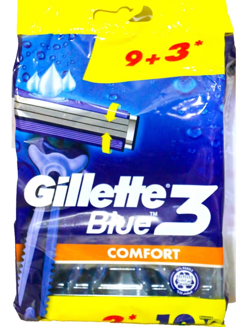 Gillette Blue 3 Comfort Disposable Razor for Men - 12 Pieces