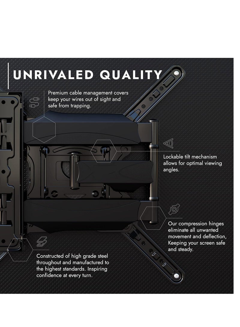 ELTRAZONE TV Wall Bracket Mount for 24-60 Inch Screens, VESA 100x100mm up to 400x400mm, Tilts Swivels & Extends for Flat & Curved TVs, Includes Spirit Level - Image 4