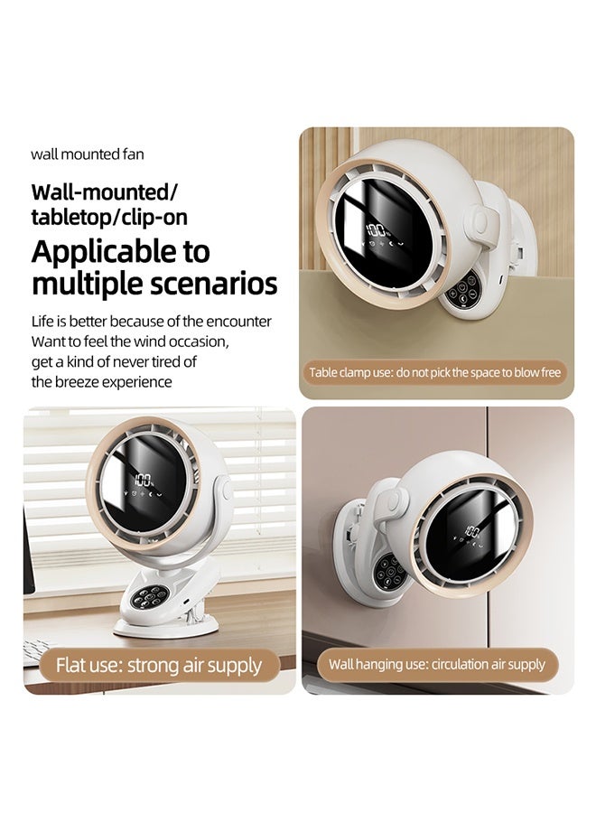 JCB CHIC مروحة دائرية بمشبك مع جهاز تحكم عن بعد، مروحة سطح مكتب صغيرة سعة كبيرة قابلة لإعادة الشحن مع إضاءة ليلية، 5 سرعات رياح قابلة للتعديل، مثالية للمنزل (F7) - Image 3