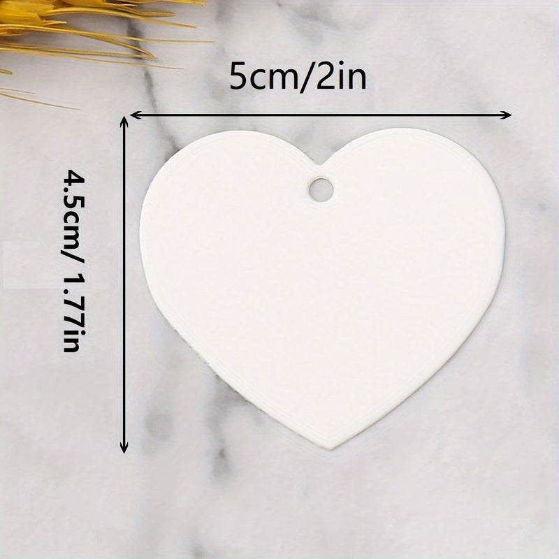 100 Sheets Kraft Paper Heart Tags With Twine For Valentine Red Label Pack 64C - Image 3